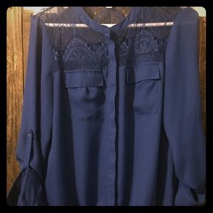 Beautiful royal blue blouse with lace detail